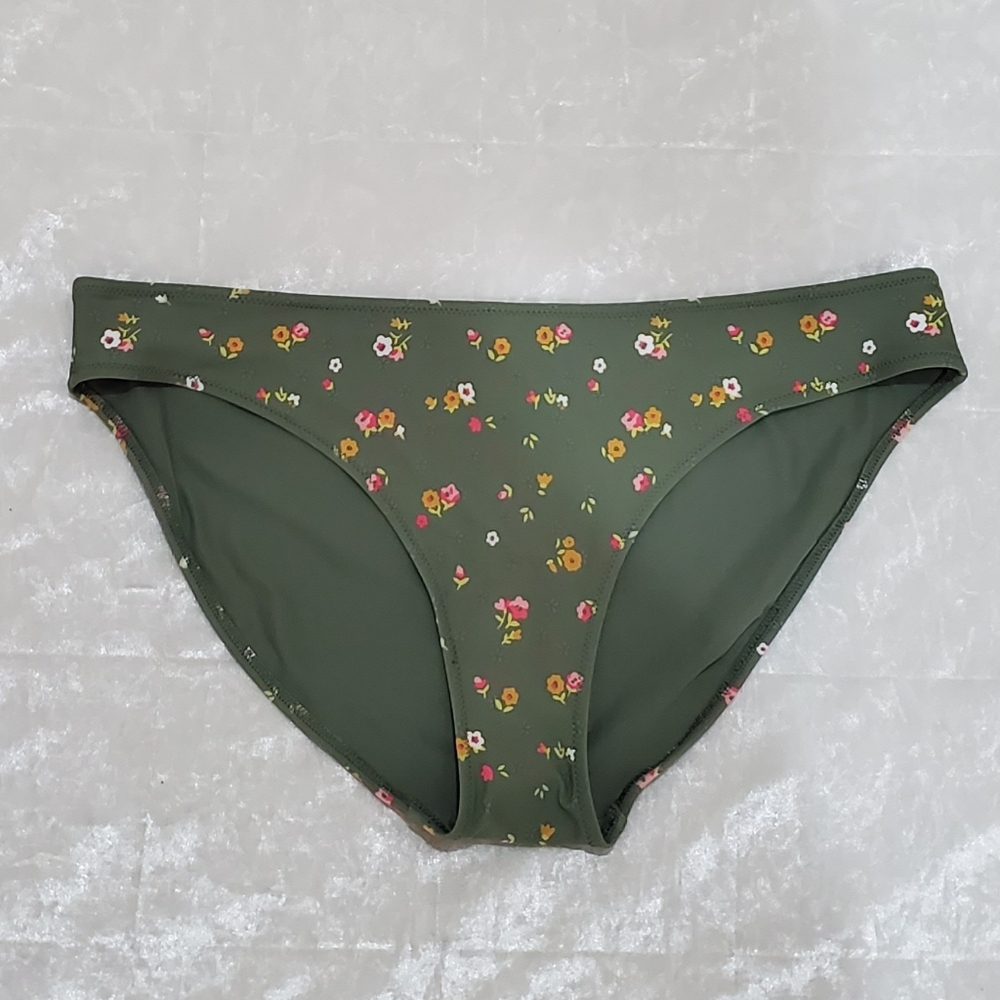 Aerie Green Floral Bikini Bottoms